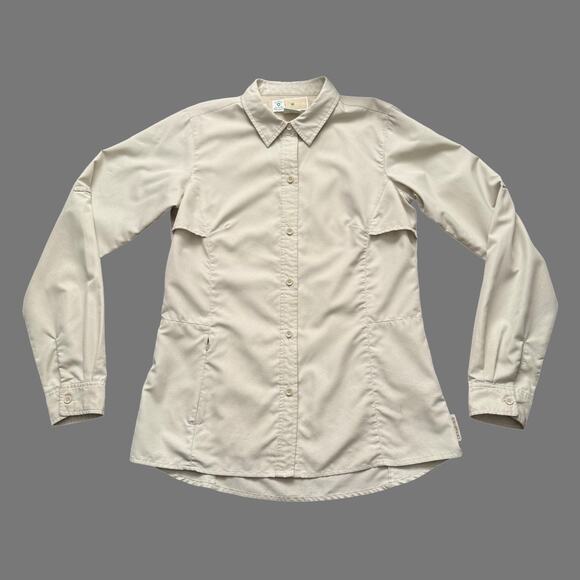 ExOfficio Insect Shield Tan Khaki LS Button Up Shirt Women’s XS GUC - Picture 1 of 6